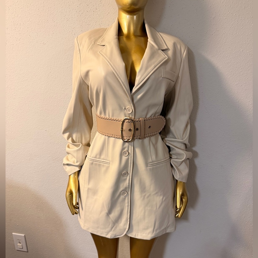 Steve Madden Ivory leather Button-Up Blazer